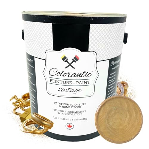 Colorantic | GOLD METALLIC PAINT | Shimmering Gold Chalk Paint for Furniture, Cabinets & Kitchen | All-in-One Interior DIY Craft Solution | Multi-Surfaces (Gallon 128 oz) - color: Gold Jewel, size: 128 Fl Oz (Pack of 1)