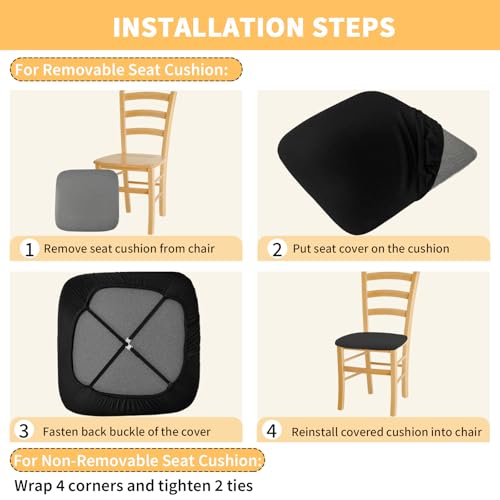 Gute Chair Seat Covers 2Pcs Stretchy Washable Slipcovers Dining Black - color: Black Solid, size: 2Pack