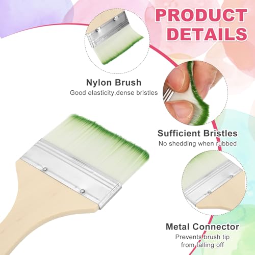 PATIKIL 6Pcs Wooden Paint Brush Set, 6.9" Nylon Bristle Flat Brushes #11 - color: Green/White, size: #11