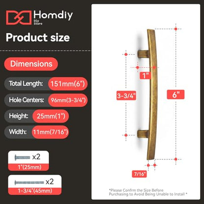 homdiy 5 Pack Antique Brass Cabinet Pulls, Solid Zinc Alloy, 3-3/4 Inch CC - color: Antique Brass, size: 3-3/4 Inch Hole Center