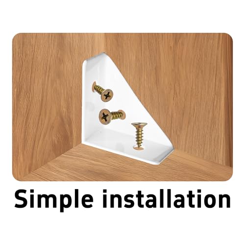 4Pcs 38mm x 38mm Triangle Corner Brackets with Screws, Metal Angle Shelf Braces for Desk, Bed, Table, Cabinets, and Shelves(White) - size: White