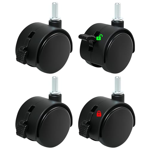 4Pack2Inch Swivel Caster Wheels, Locking Plastic Wheels for Furniture - color: 2 Inch Black