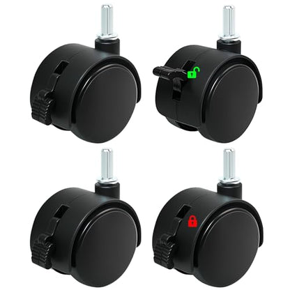 4Pack2Inch Swivel Caster Wheels, Locking Plastic Wheels for Furniture - color: 2 Inch Black