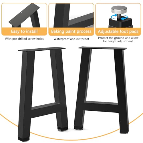 Metal Furniture Legs, Black Set of 2, 16H x 11W - size: 16 IN