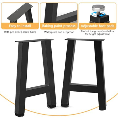 Metal Furniture Legs, Black Set of 2, 16H x 11W - size: 16 IN