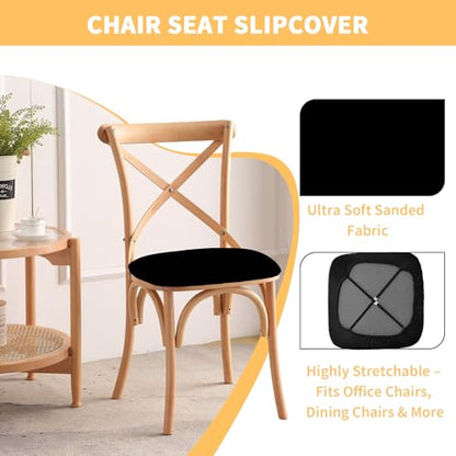 Gute Chair Seat Covers 2Pcs Stretchy Washable Slipcovers Dining Black - color: Black Solid, size: 2Pack
