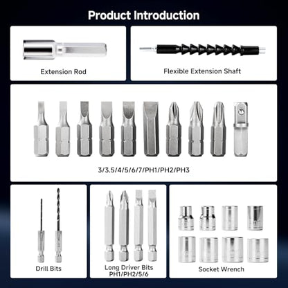 Electric Screwdriver 3.6V，Mini Cordless Power Screwdriver Set, Precision Bits with 250 RPM Powerful Motor,LED Lights,Portable Toolbox for Electronics Appliances Repairs