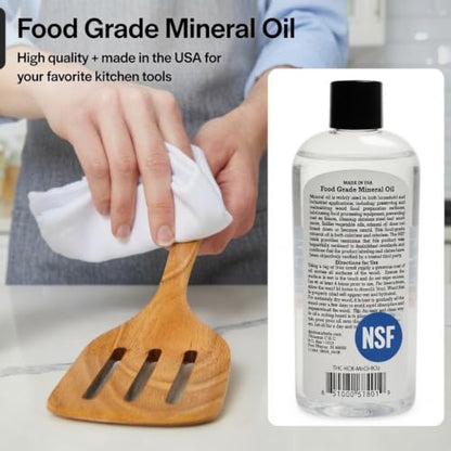 Thirteen Chefs Mineral Oil - 12oz Food Grade Conditioner for Wood Cutting Board, Countertop & Butcher Block, Lubricant for Knife or Meat Grinder - Safe USP Finish on Marble, Soapstone - size: 12 Fl Oz