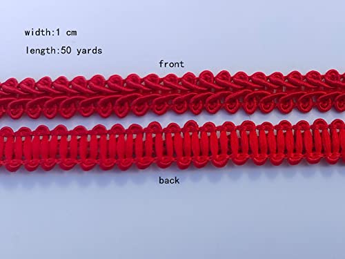 3/8 Inch Gimp Braid Trim 50 Yards for Upholstery Costume DIY Crafts (1313 Red) - color: Red