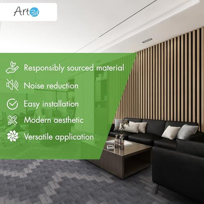 Art3d 12" x 24" Acoustic Wood Slat Wall Panel, 4pcs, 8 sq.ft, Oak - color: Oak, size: 12" x 24"