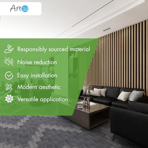 Art3d 12" x 93" Acoustic Wood Slat Wall Panel, 4pcs, 31 sq.ft, Oak - color: Oak, size: 12" x 93"