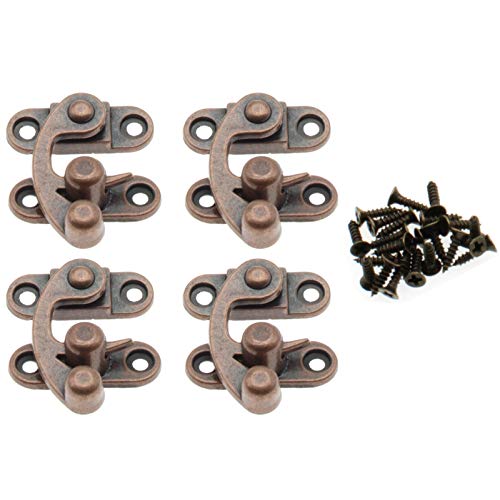 Antique Vintage Lock Clasp Left Latch Hook Hasp,LBTODH 4 Pack Zinc Alloy Hook Latch Swing Arm Latch Plated for Jewelry Box Cabinet Toolbox Suitcase with Mounting Screws(Red Bronze) - size: RED-BRONZE-RIGHT