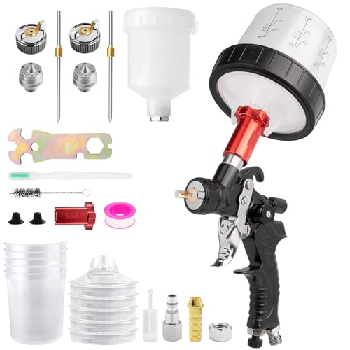 Mini HVLP Air Spray Gun with 200ML Disposable Paint Cups+125cc Plastic Cup - color: Black