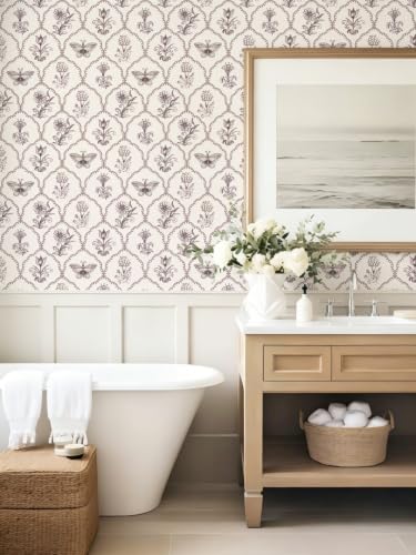 Jeweluck Floral Peel and Stick Wallpaper Butterfly Wallpaper 16.9”x118.1” - color: Brown