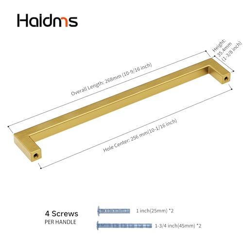 Haidms Gold Cabinet Handles 10-1/16" Brushed Gold Cabinet Handles 30 Pack - color: Gold, size: 10-1/16 Inch Hole Center