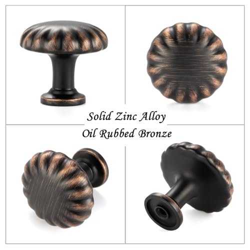 Round Oil Rubbed Bronze Cabinet Knobs 1-1/4 Inch 10 Pack K2408 - color: Oil Rubbed Bronze, size: Knob A-10 Pcs