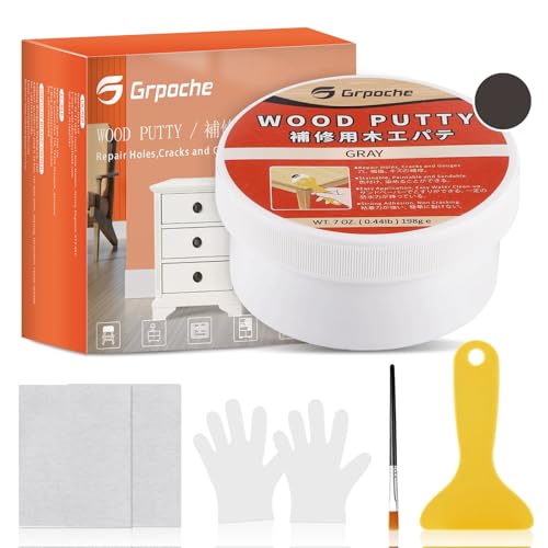 Wood Filler Putty Gray Paintable, Stainable, Sandable Repair Kit 7 Ounce - color: Gray