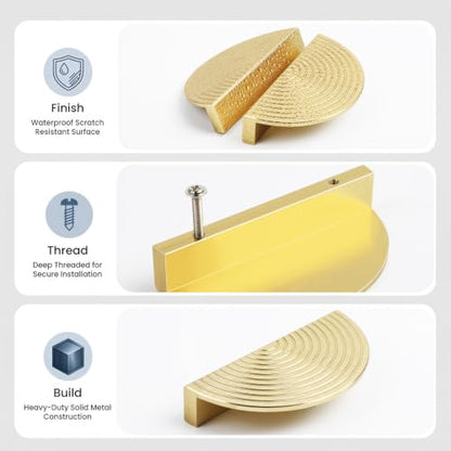 BaiNong 4 Pack Gold Drawer Pulls 4" Cabinet Handles Traditional Retro - color: 4Pack-4inch Semicircle