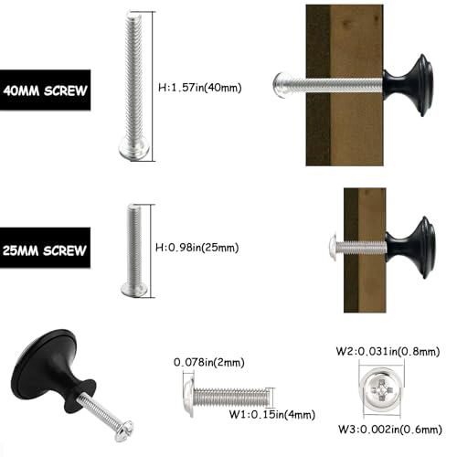 Cabinet Knobs, 30 PCS 30mm Dresser Knobs, Premium Drawer Knobs, Metal Furniture Handles, Black Zinc Door Knobs for Closet- 1-1/6 Inch Diameter Round Drawer Pulls Kitchen Knob Hardware with Screws DIY - size: 30pcs/pack