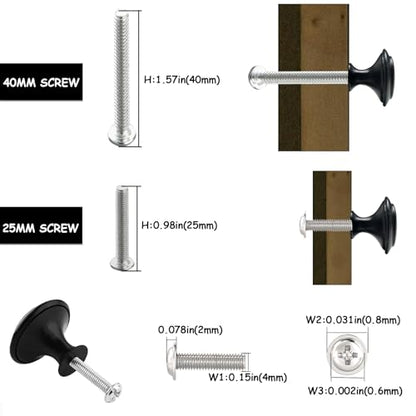Cabinet Knobs, 30 PCS 30mm Dresser Knobs, Premium Drawer Knobs, Metal Furniture Handles, Black Zinc Door Knobs for Closet- 1-1/6 Inch Diameter Round Drawer Pulls Kitchen Knob Hardware with Screws DIY - size: 30pcs/pack