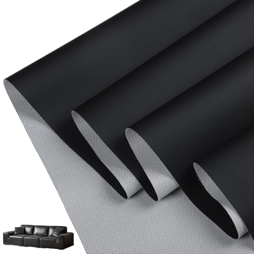 CDY Marine Vinyl Upholstery Fabric: 54"x72" Soft Grain Faux Leather Durable - color: Black, size: 2Yard（54"x72"）