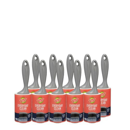 Scotch-Brite Everyday Clean Lint Roller, Lint Remover for Pet Hair, Dark Clothes, Furniture, and Dusty Surfaces, Picks Up Fur & Fluff in Your Home, Car, & Office, 10 Pack, 950 Adhesive Sheets Total - size: 10 Rollers (950 Sheets)