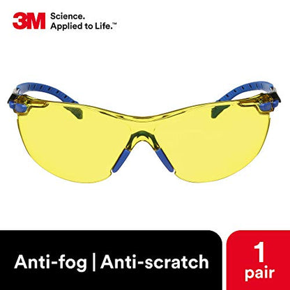 3M Safety Glasses, Solus 1000, Scotchgard Amber Lens, Blue/Black Frame - style: Amber Lens, Blue/Black Frame