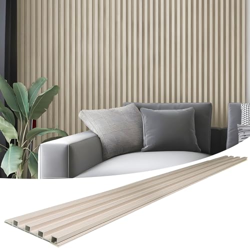 Art3d 96" x 6" WPC Slat Wall Paneling for Interior Decor, 8-Pack, White Ash - color: White Ash, size: 96*6