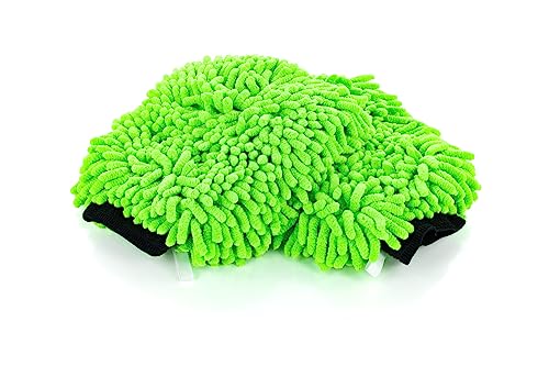 The Rag Company - Premium Chenille Microfiber Knobby Wash Mitts - Perfect for Car Washing and Detailing; Scratch-Free, Lint-Free, Double-Sided, Plush, and Absorbent; Lime Green (2-Pack) - color: Lime Green