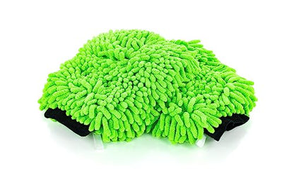 The Rag Company - Premium Chenille Microfiber Knobby Wash Mitts - Perfect for Car Washing and Detailing; Scratch-Free, Lint-Free, Double-Sided, Plush, and Absorbent; Lime Green (2-Pack) - color: Lime Green