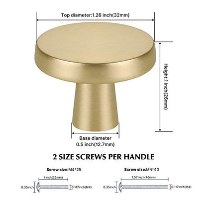 Haliwu 20 Pack Brushed Gold Cabinet Knobs Solid Drawer Knobs - color: Brushed Gold & Round
