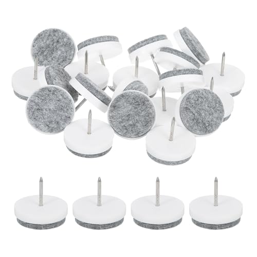 uxcell Nail-on Furniture Sliders, 24Pcs Nail-on Felt Pads Round Chair Table Feet Pads Chair Leg Floor Protectors for Hardwood Floors (White, 30mm/1.18") - size: 30mm/1.18"
