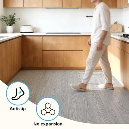 Art3d 10-Pack Peel and Stick Vinyl Floor Tiles (15 Sq.Ft), Light Gray - color: Light Gray