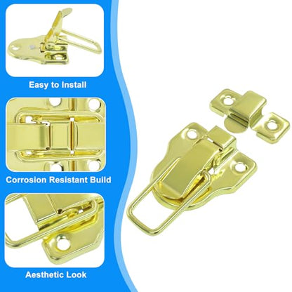 2 Pack Retro Duckbilled Toggle Hasp Latch Gold - color: Gold