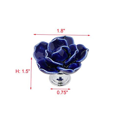Geesatis 6Pcs Rose Decorative Knobs,Ceramic Blue Classic Cabinet Handles - style: A-Purple