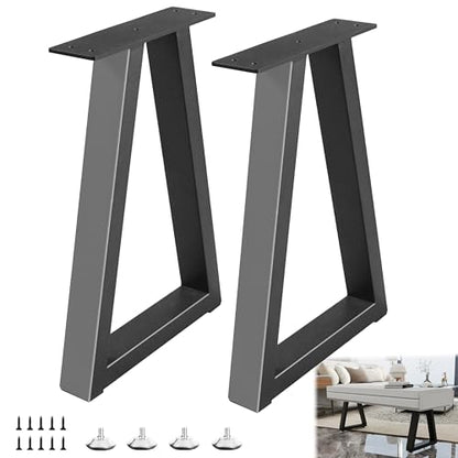 18” Metal Table Legs, Trapezoid Bench Legs, Heavy Duty Metal Desk Chair Dining & Coffee Table Feets, DIY Furniture Feets (H18” x W12.3”) - color: Black, size: 18 '' Trapezoid
