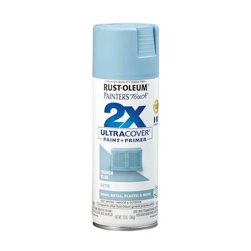 Rust-Oleum Painter's Touch 2X Ultra Cover Spray Paint, Satin French Blue - color: Satin French Blue, size: 12 Ounce (Pack of 1)