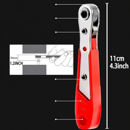 Right Angle Ratchet Screwdriver, 1pc Steel Manual Tool for Narrow Spaces - Forward/Reverse Switch, Non-Motorized, Red Handle for Electronics, Cars, Furniture Repair.