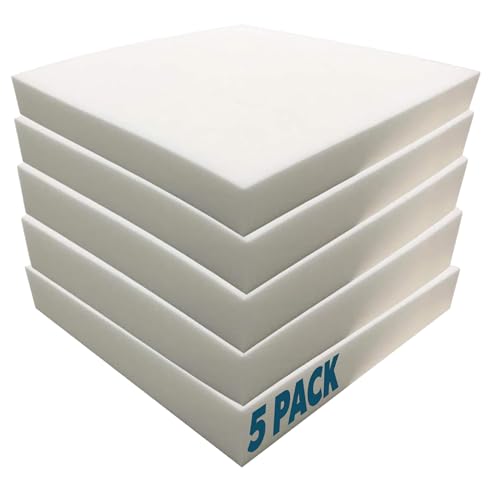 Foamma 2" x 20" x 20" High-Density Upholstery Foam Padding, Thick Custom Pillow, Chair and Couch Cushion Replacement, Craft Supplies for Upholstery and Seat Repair, 5 Pack - color: High Density, size: 2" x 20" x 20", style: 5 Pack