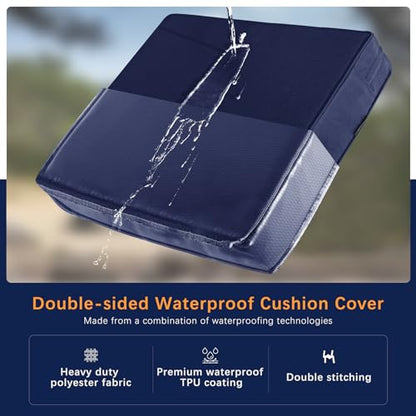 Favoyard Outdoor Patio Seat Cushions Set, 22 x 22 Inch, Waterproof, Blue - color: Blue, size: 22 x 22 x 3 In