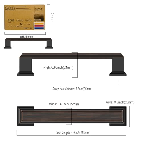 Amerdeco 10 Pack Oil Rubbed Bronze Cabinet Pulls 3-3/4 Inch(96mm) Hole Center Cabinet Hardware Kitchen Cabinet Handles for Bathroom Drawer Pulls Dresser Pulls ZH0001 - color: Oil Rubbed Bronze, size: 3.75" hole center, style: 10 Pack