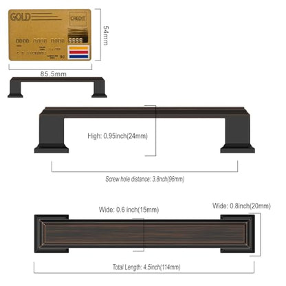 Amerdeco 10 Pack Oil Rubbed Bronze Cabinet Pulls 3-3/4 Inch(96mm) Hole Center Cabinet Hardware Kitchen Cabinet Handles for Bathroom Drawer Pulls Dresser Pulls ZH0001 - color: Oil Rubbed Bronze, size: 3.75" hole center, style: 10 Pack