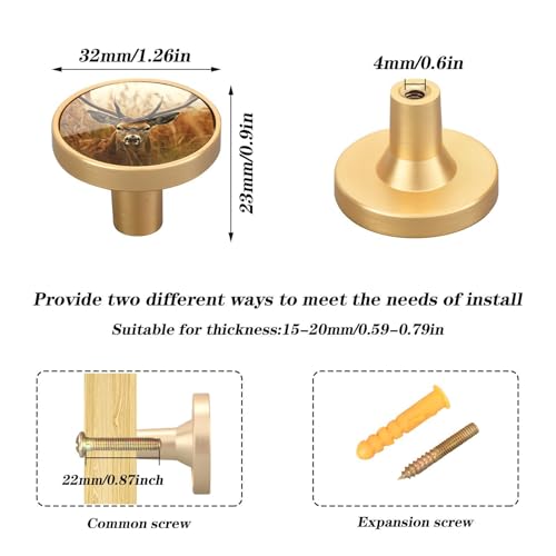 4 Pack Antler Deer Cabinet Knobs Round 1-1/4 Inch (32 mm) Dresser Drawer Pulls Kitchen Cabinet Hardware Handles Knobs for Dresser Kitchen Drawer - color: C08