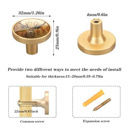 4 Pack Antler Deer Cabinet Knobs Round 1-1/4 Inch (32 mm) Dresser Drawer Pulls Kitchen Cabinet Hardware Handles Knobs for Dresser Kitchen Drawer - color: C08