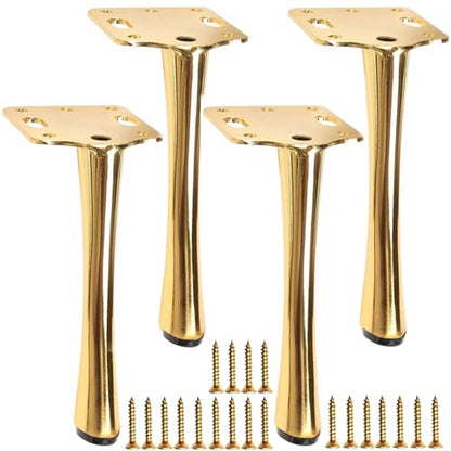 6 Inch Furniture Legs Heavy Duty Metal Furniture Feet Gold Sofa/Cabinet/Table Legs 6 Inch Cabinet Legs Set of 4 Couch Feet Replacement for Dresser (Gold)