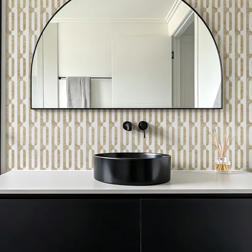 STICKGOO Peel and Stick Backsplash Tiles, 12 x 12 in, White/Yellow Slate - color: Beige Yellow +Matt Pure White