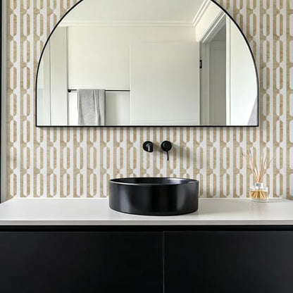 STICKGOO Peel and Stick Backsplash Tiles, 12 x 12 in, White/Yellow Slate - color: Beige Yellow +Matt Pure White