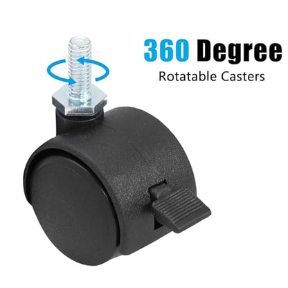 4pcs 1 Inch Swivel Caster Wheels, M6 Threaded Stem Caster Wheels with Brake, Heavy Duty Casters, Black Nylon Wheel Replacement for Furniture, Table, Cabinet, Shelf - style: 1 Inch with Brake-M6 Threaded Stem