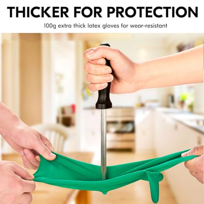 Vgo... Latex Reusable Household Gloves,Cleaning Gloves,Long Cuff (HH4601,S) - color: Green, size: Small