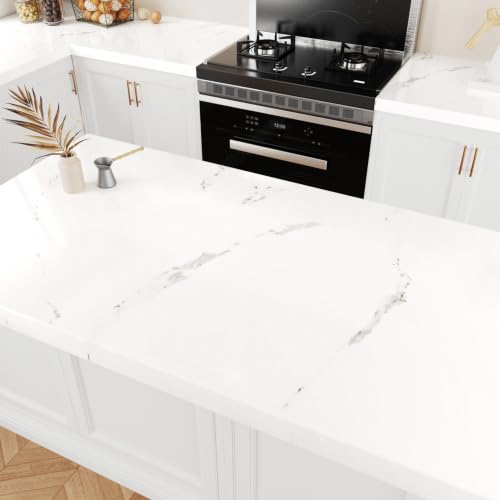 Matte White Marble Contact Paper Peel and Stick Marble Countertop - color: White, size: 15.7" x 78.7"